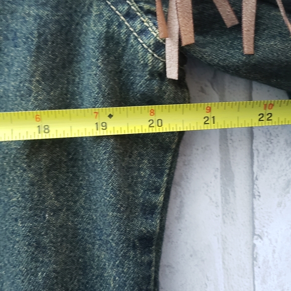 Tantrums Boho Fringe Jean Jacket, Size L - Picture 6 of 8